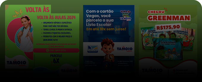 Imagem de três panfletos.