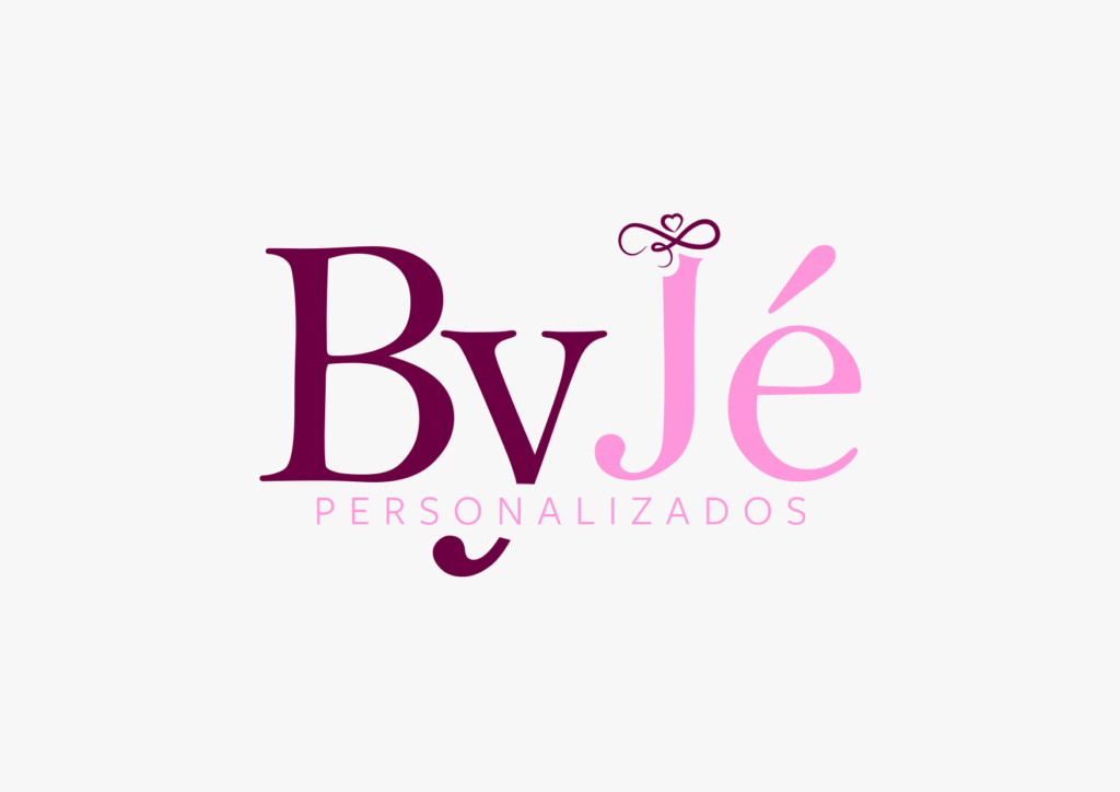 Logotipo em tons de vinho e rosa, combinando tipografia clássica com um símbolo de infinito e coração, representando afeto.